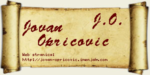 Jovan Opricović vizit kartica
